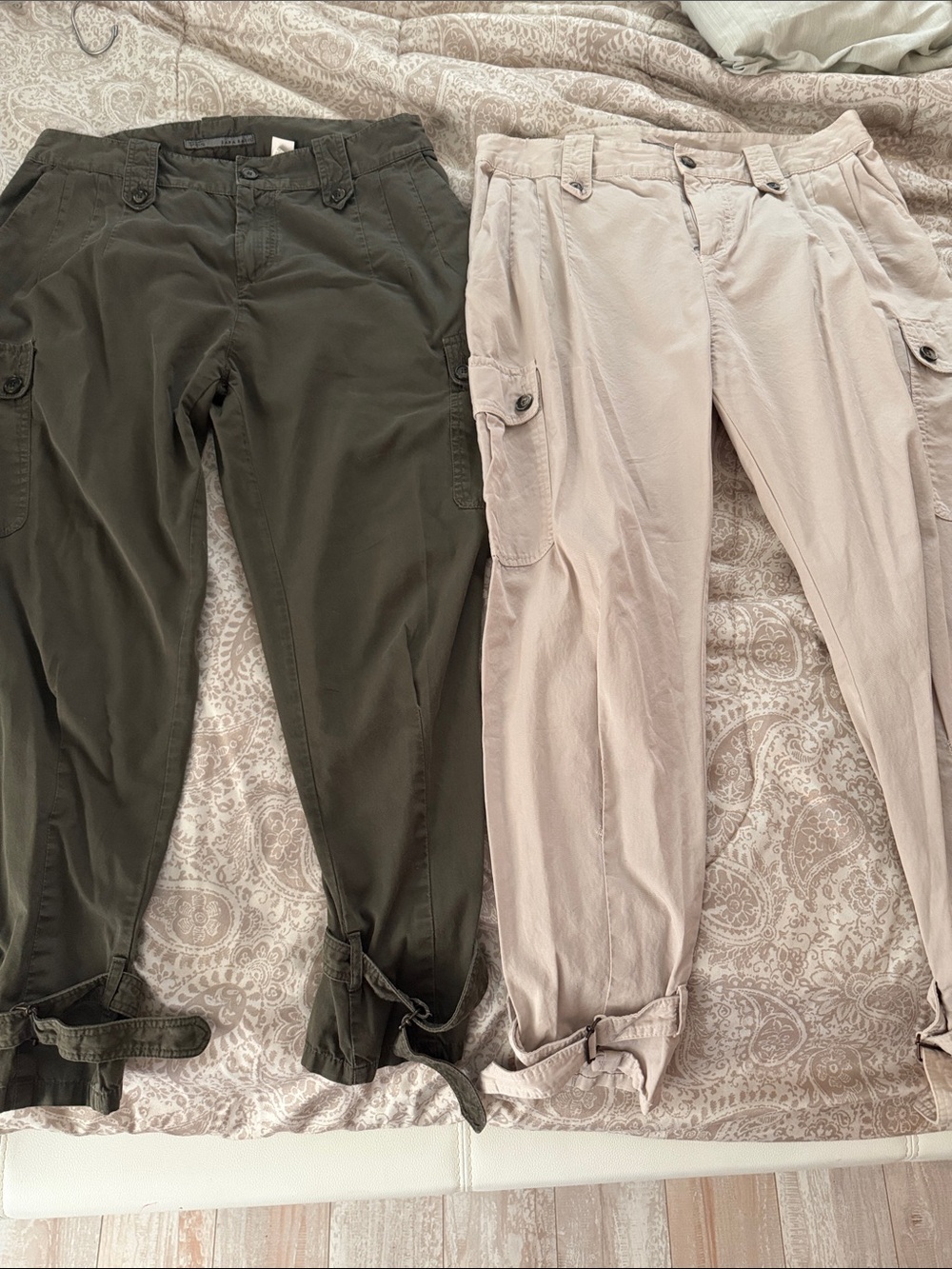 Zara Olive Green & Beige Cargo Pants - Pair